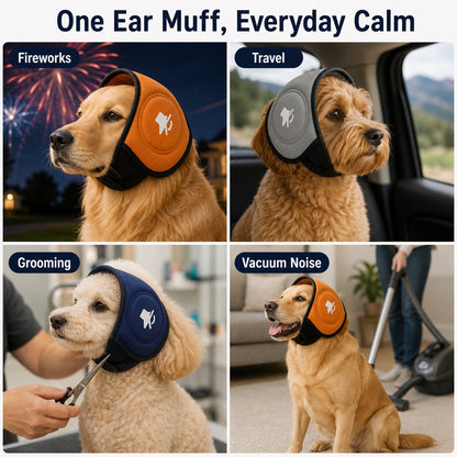 Calming Dog Ear Muffs for Fireworks, Thunderstorms & Grooming - Soft Noise-Reducing Wrap to Help Ease Stress