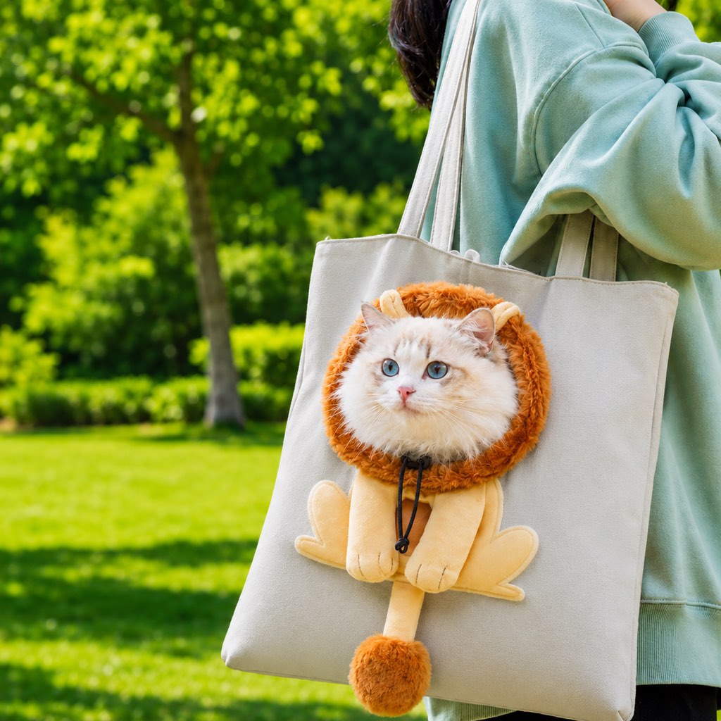 Out Cat Carrier Tote for Walks & Vet Visits - Lightweight Canvas Pet Bag for Cats & Small Dogs