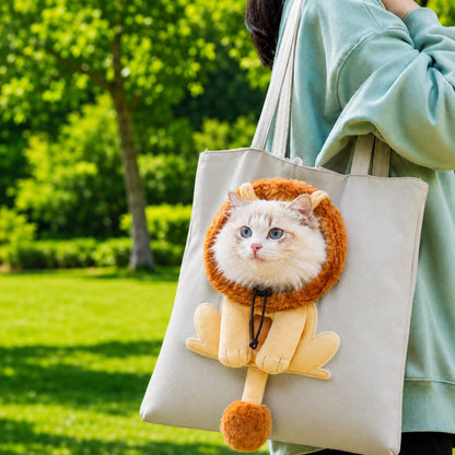 Out Cat Carrier Tote for Walks & Vet Visits - Lightweight Canvas Pet Bag for Cats & Small Dogs