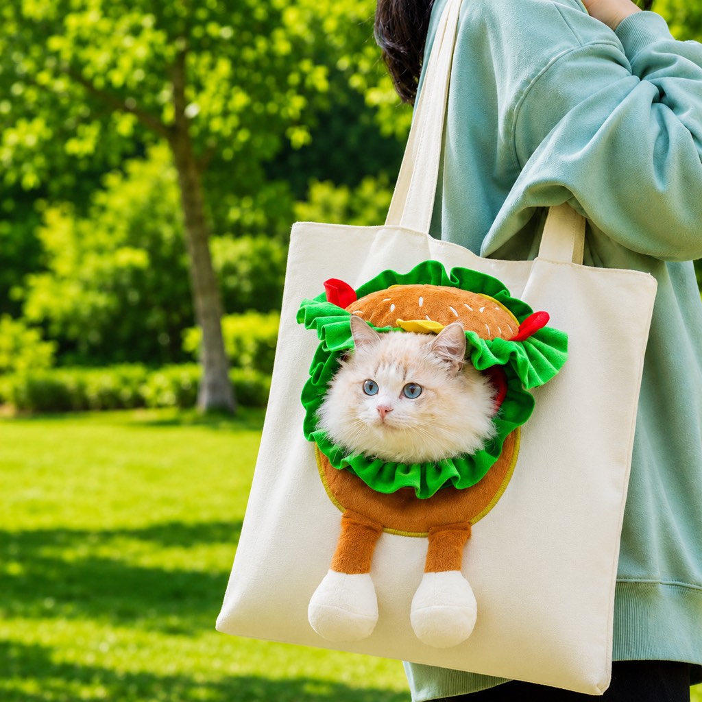 Out Cat Carrier Tote for Walks & Vet Visits - Lightweight Canvas Pet Bag for Cats & Small Dogs