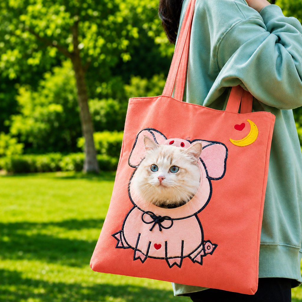 Out Cat Carrier Tote for Walks & Vet Visits - Lightweight Canvas Pet Bag for Cats & Small Dogs