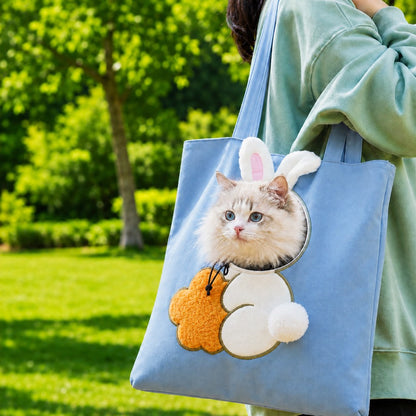 Out Cat Carrier Tote for Walks & Vet Visits - Lightweight Canvas Pet Bag for Cats & Small Dogs
