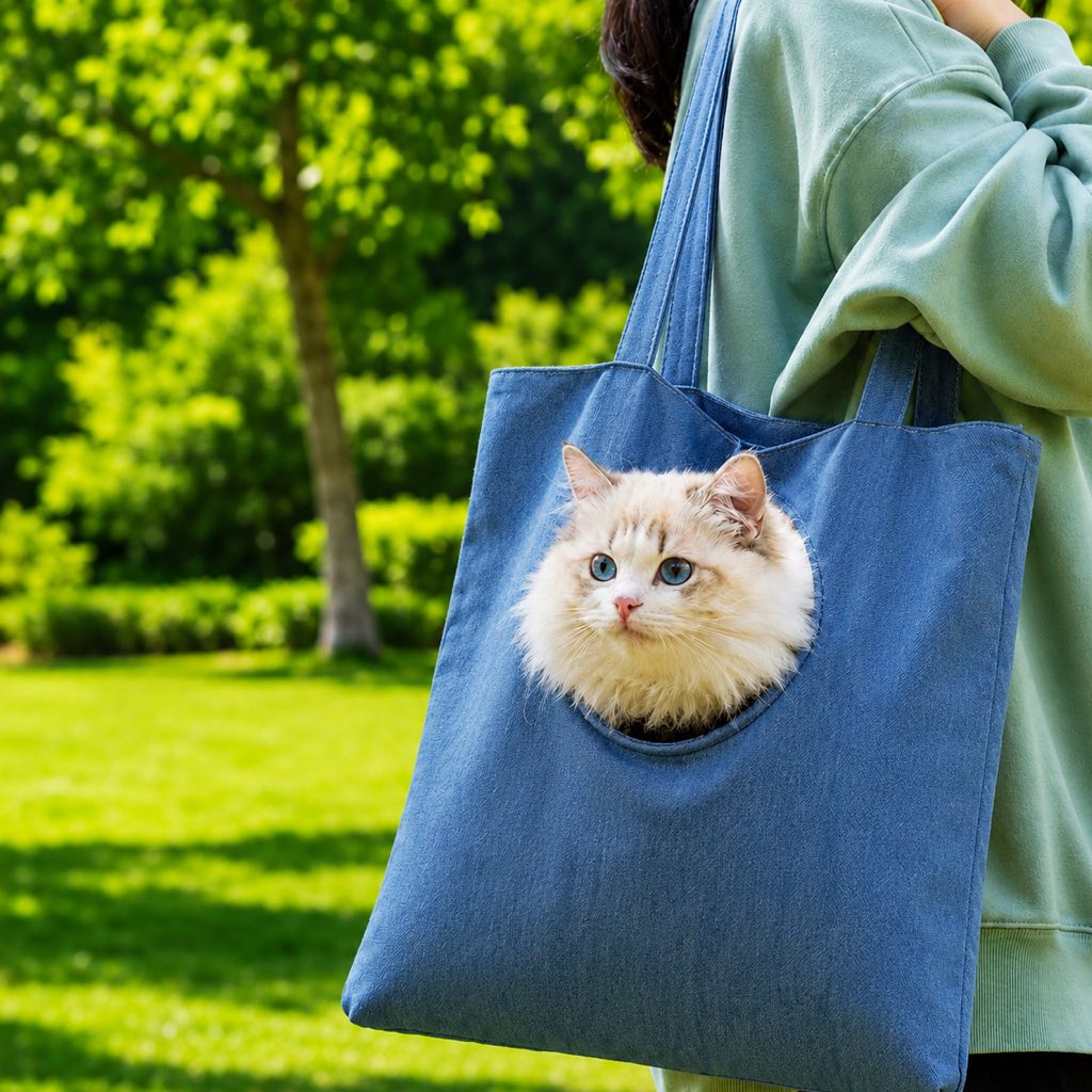 Out Cat Carrier Tote for Walks & Vet Visits - Lightweight Canvas Pet Bag for Cats & Small Dogs