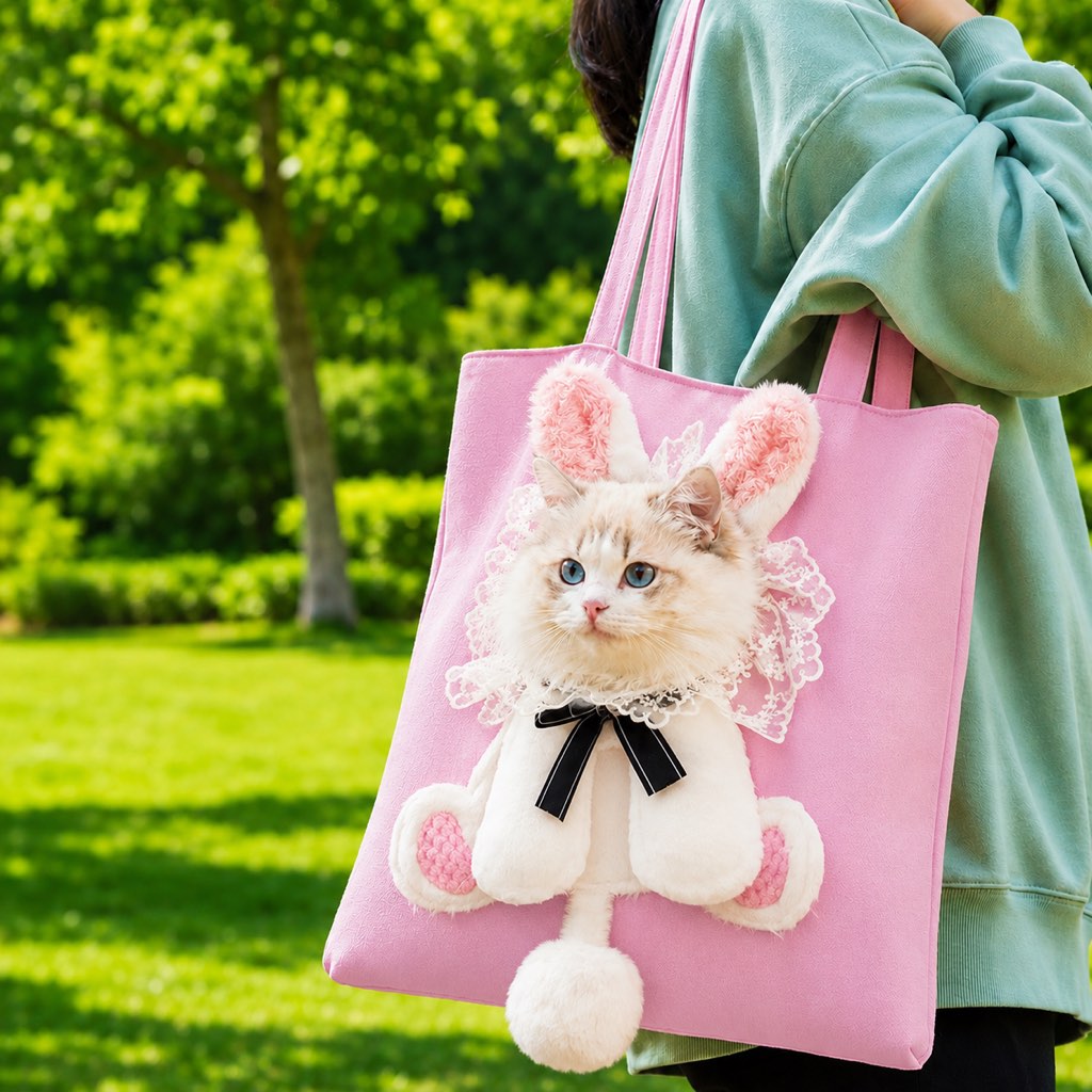 Out Cat Carrier Tote for Walks & Vet Visits - Lightweight Canvas Pet Bag for Cats & Small Dogs