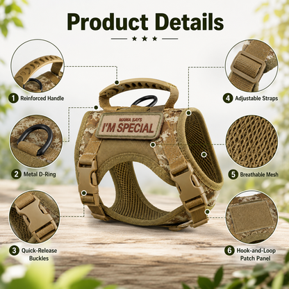 Tactical Cat Harness with Leash for Outdoor Walks, Adjustable Escape-Resistant Vest for Cats