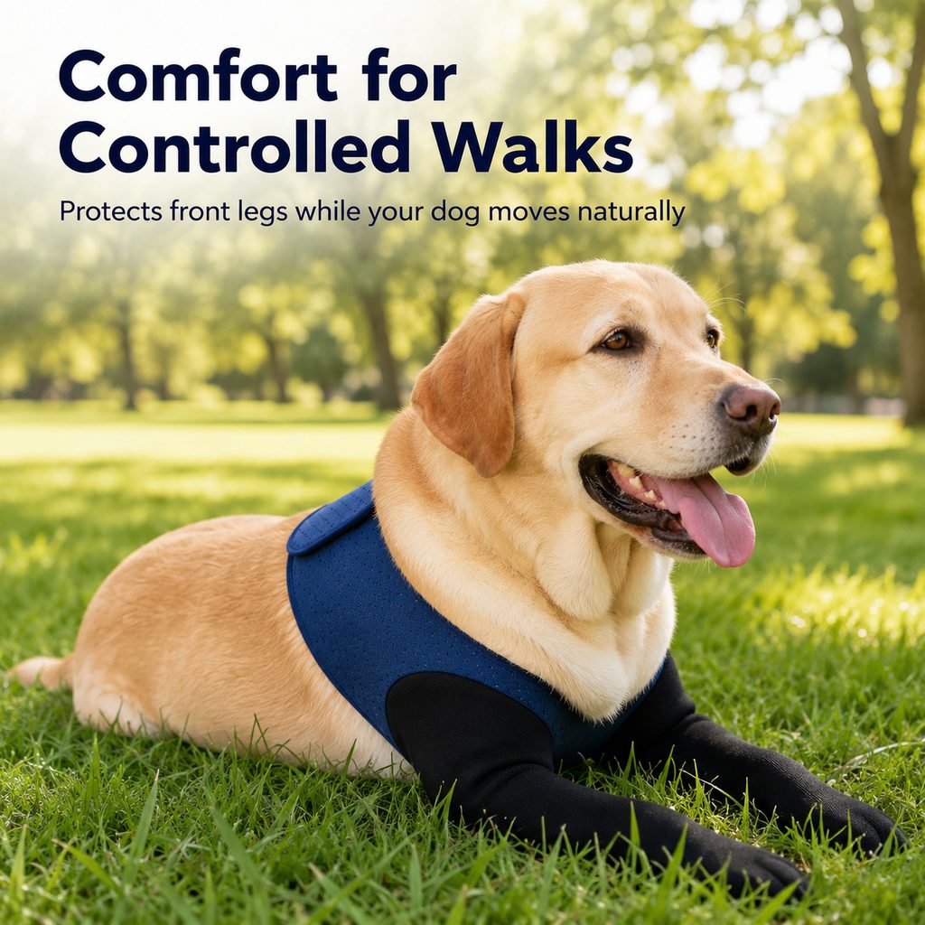 PawGuard Dual Front Leg Recovery Sleeves for Dogs - Cone-Free Anti-Lick Protection for Post-Surgery, Scratching & Sensitive Front Legs