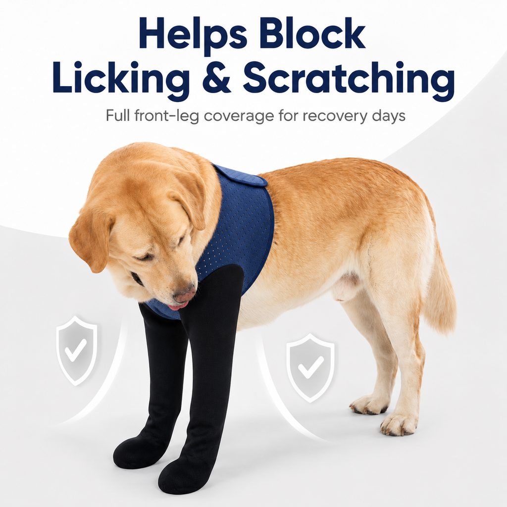 PawGuard Dual Front Leg Recovery Sleeves for Dogs - Cone-Free Anti-Lick Protection for Post-Surgery, Scratching & Sensitive Front Legs