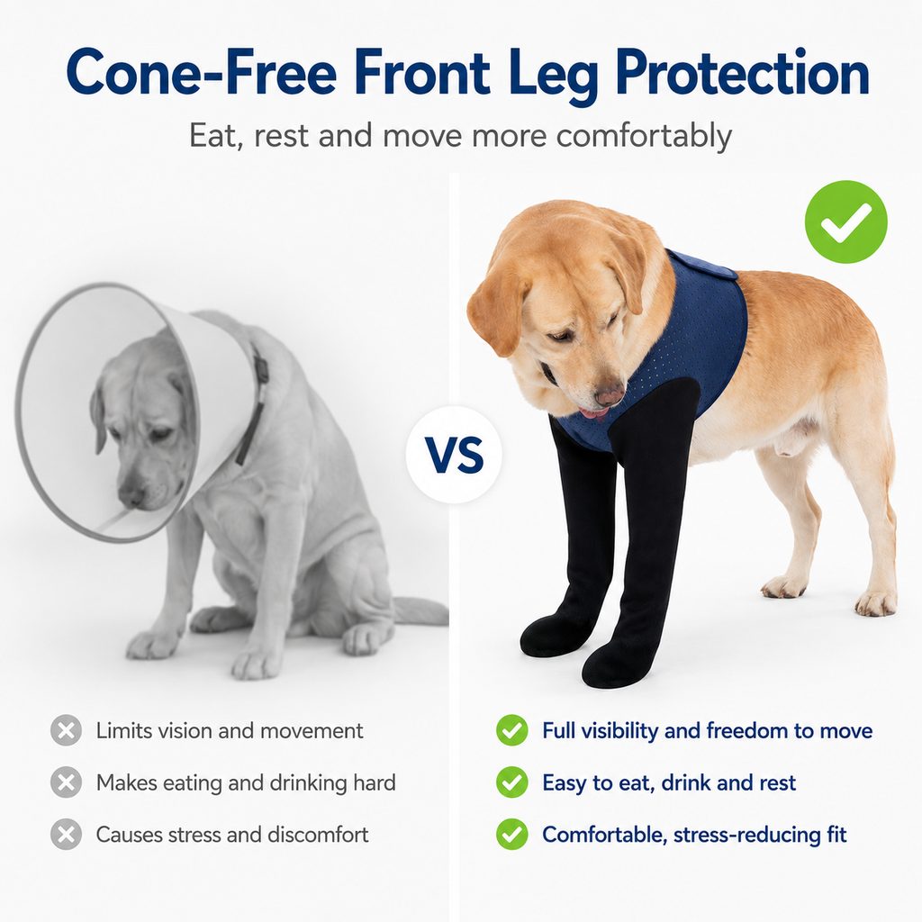 PawGuard Dual Front Leg Recovery Sleeves for Dogs - Cone-Free Anti-Lick Protection for Post-Surgery, Scratching & Sensitive Front Legs