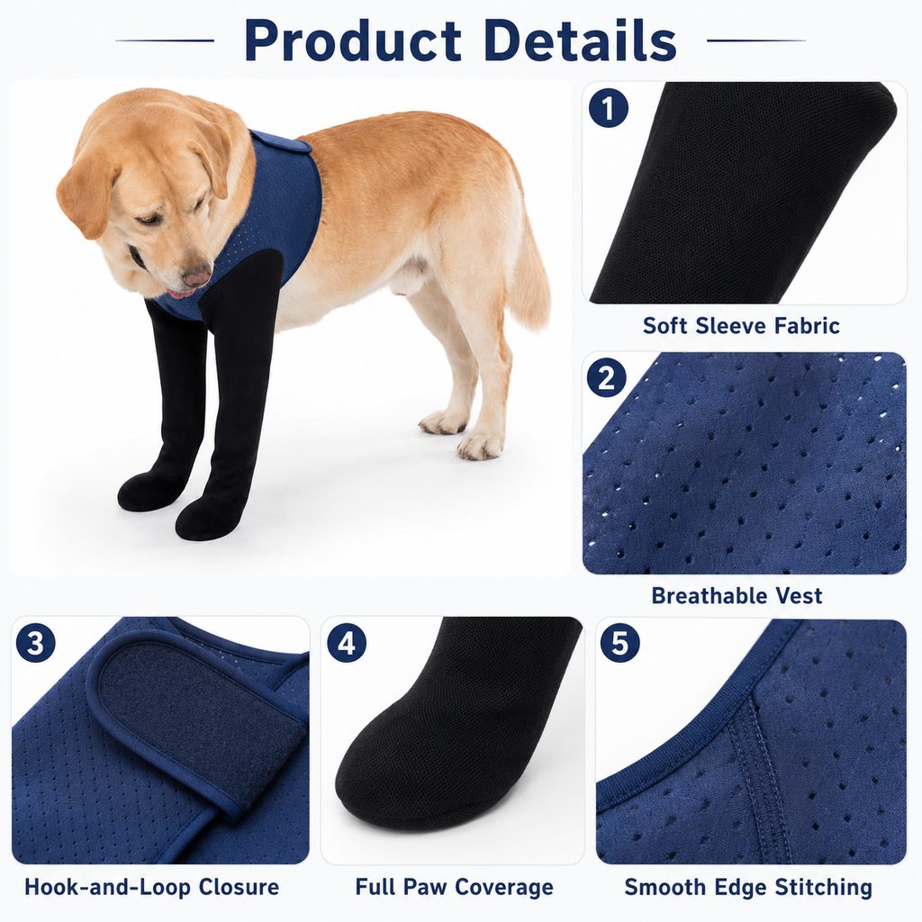 PawGuard Dual Front Leg Recovery Sleeves for Dogs - Cone-Free Anti-Lick Protection for Post-Surgery, Scratching & Sensitive Front Legs