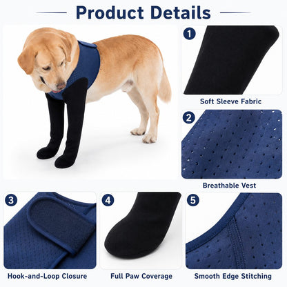 PawGuard Dual Front Leg Recovery Sleeves for Dogs - Cone-Free Anti-Lick Protection for Post-Surgery, Scratching & Sensitive Front Legs
