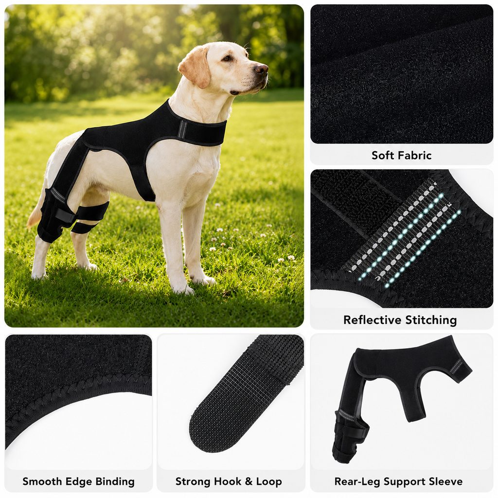 RearGuard Dog Rear Leg Support Brace - Anti-Slip Hind Leg Stability Wrap for Senior Dogs, Hardwood Floors & Recovery Walks