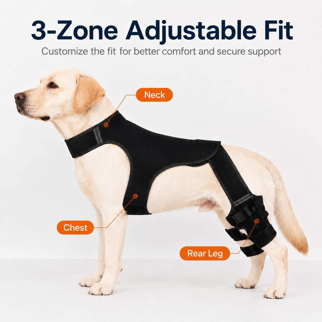 RearGuard Dog Rear Leg Support Brace - Anti-Slip Hind Leg Stability Wrap for Senior Dogs, Hardwood Floors & Recovery Walks