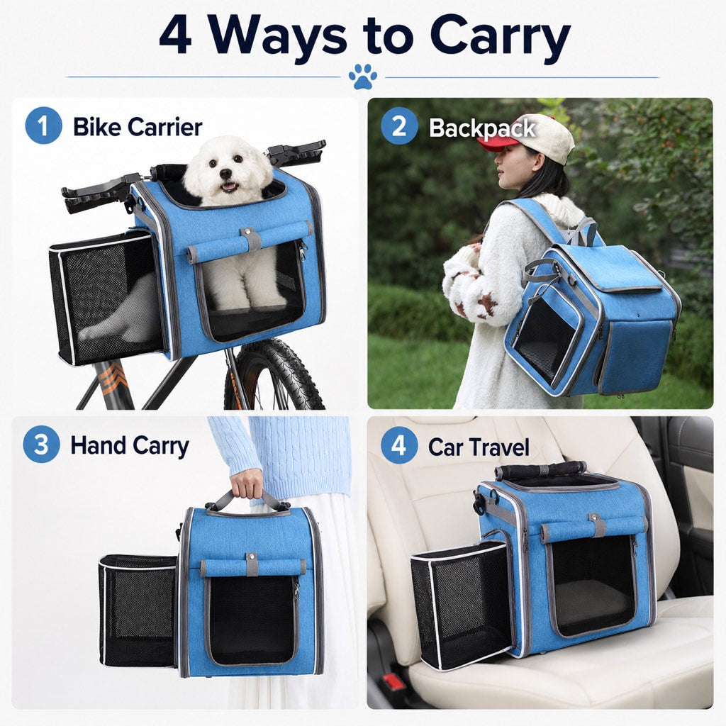 Premium 4-in-1 Expandable Pet Carrier Backpack for Bike & Travel