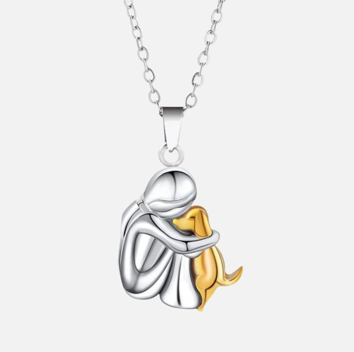 The Hug Pendant — Woman & Dog Necklace