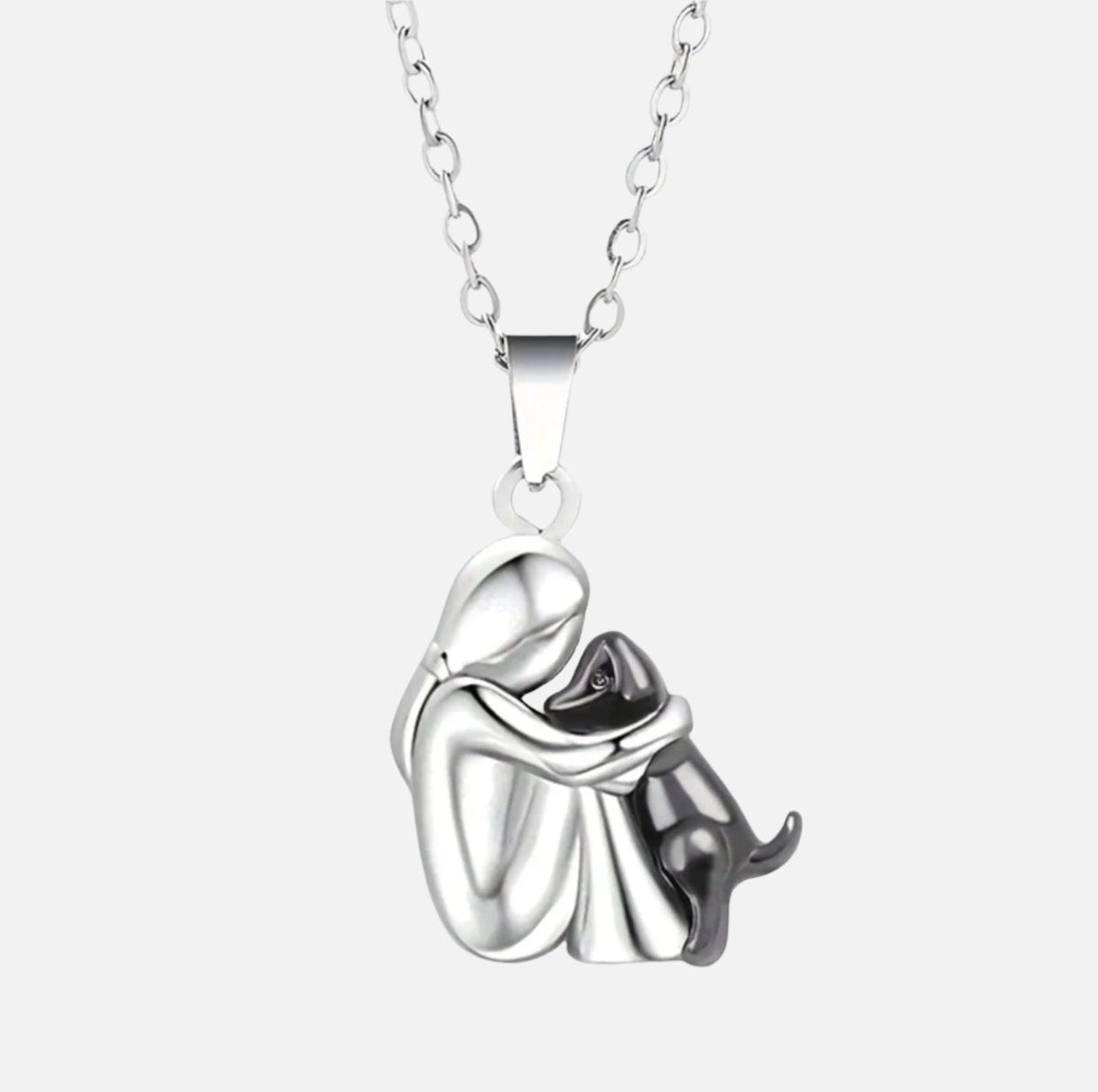 The Hug Pendant — Woman & Dog Necklace