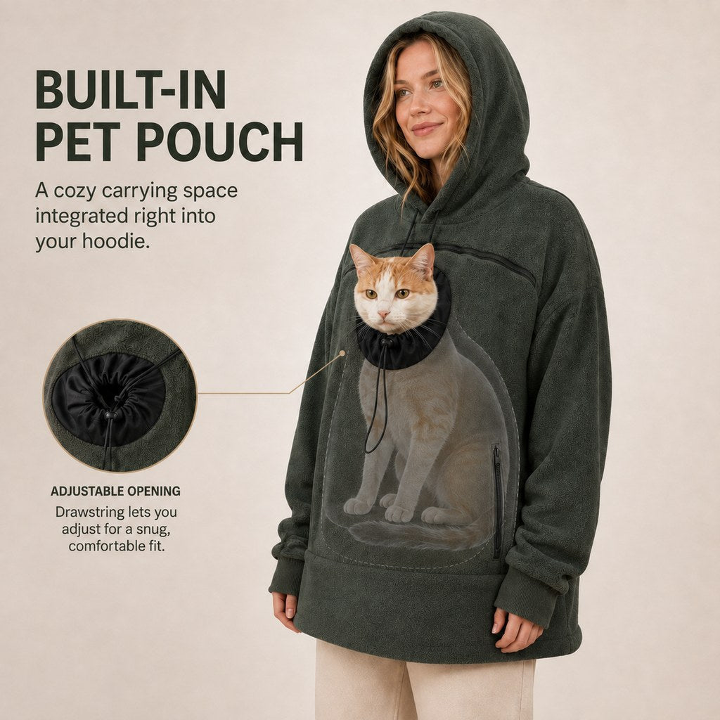 Hands-Free Pet Carrier Hoodie – Cozy Front Pouch for Cats & Small Dogs at Home & Everyday Outings