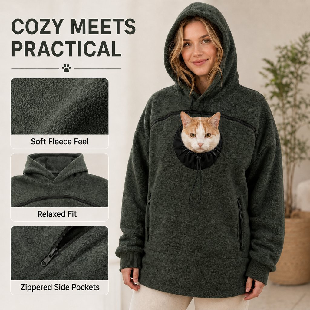 Hands-Free Pet Carrier Hoodie – Cozy Front Pouch for Cats & Small Dogs at Home & Everyday Outings