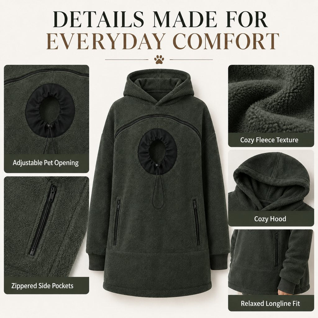 Hands-Free Pet Carrier Hoodie – Cozy Front Pouch for Cats & Small Dogs at Home & Everyday Outings