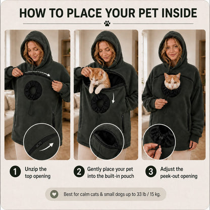 Hands-Free Pet Carrier Hoodie – Cozy Front Pouch for Cats & Small Dogs at Home & Everyday Outings