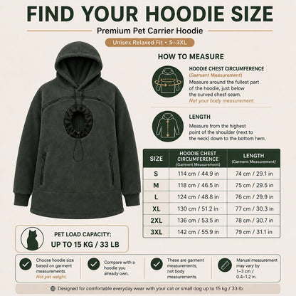 Hands-Free Pet Carrier Hoodie – Cozy Front Pouch for Cats & Small Dogs at Home & Everyday Outings
