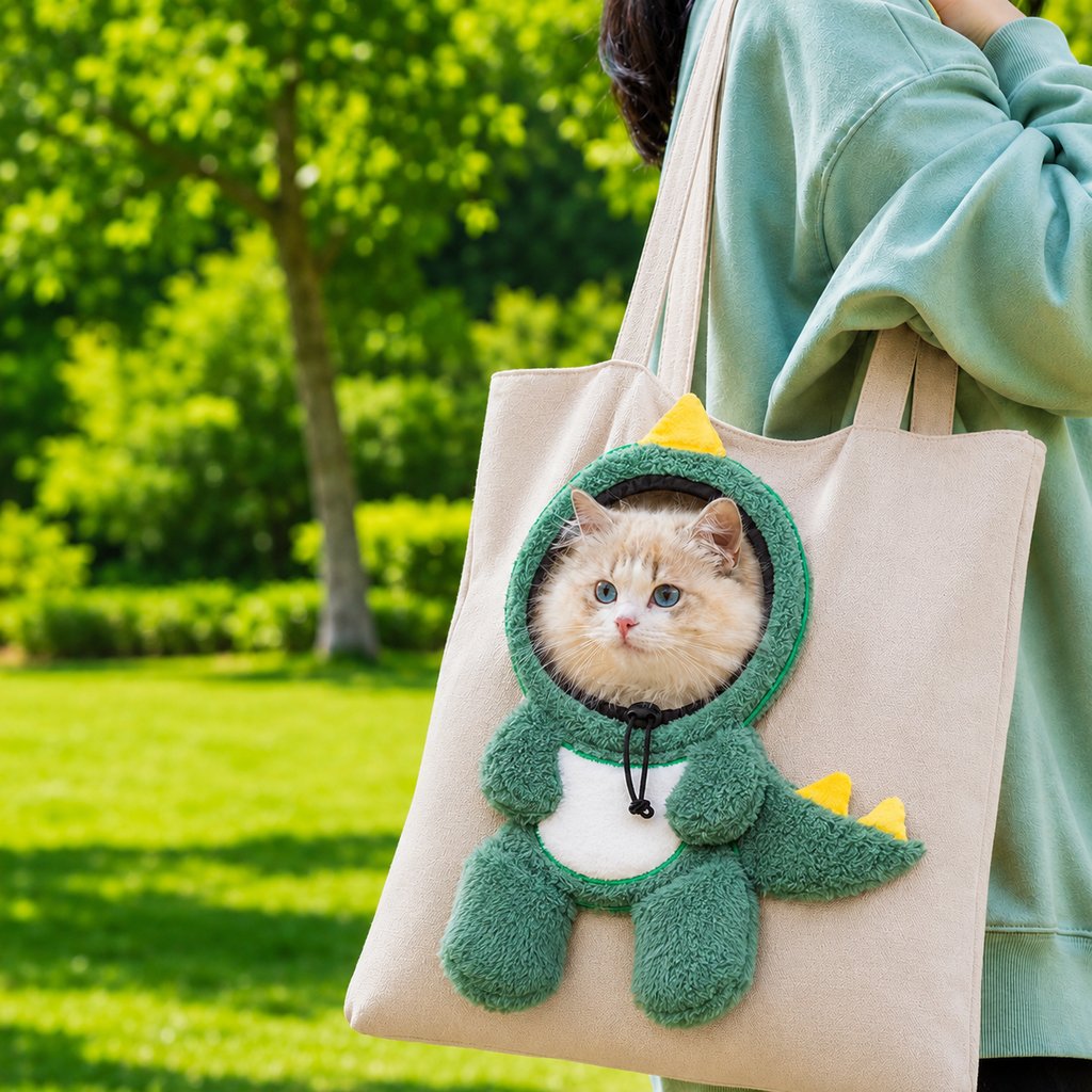 Out Cat Carrier Tote for Walks & Vet Visits - Lightweight Canvas Pet Bag for Cats & Small Dogs