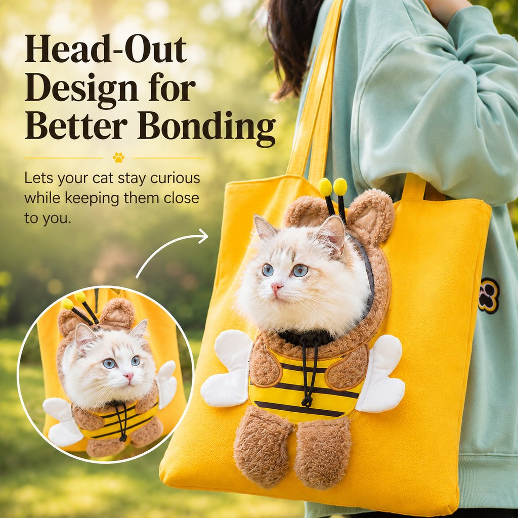 Out Cat Carrier Tote for Walks & Vet Visits - Lightweight Canvas Pet Bag for Cats & Small Dogs