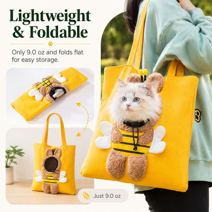 Out Cat Carrier Tote for Walks & Vet Visits - Lightweight Canvas Pet Bag for Cats & Small Dogs