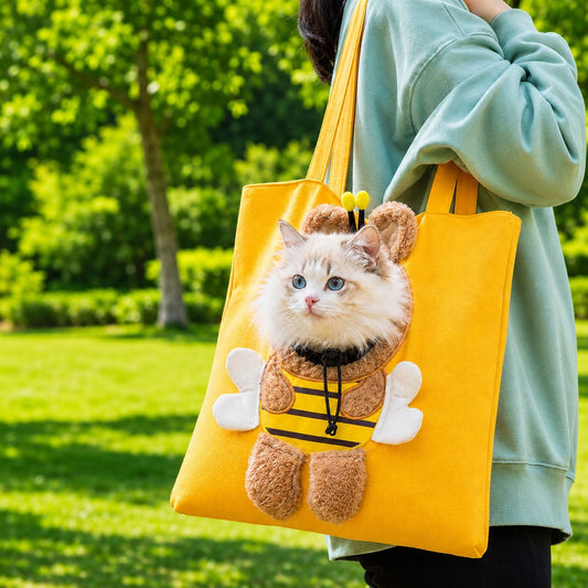 Out Cat Carrier Tote for Walks & Vet Visits - Lightweight Canvas Pet Bag for Cats & Small Dogs