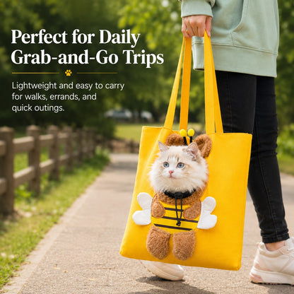 Out Cat Carrier Tote for Walks & Vet Visits - Lightweight Canvas Pet Bag for Cats & Small Dogs