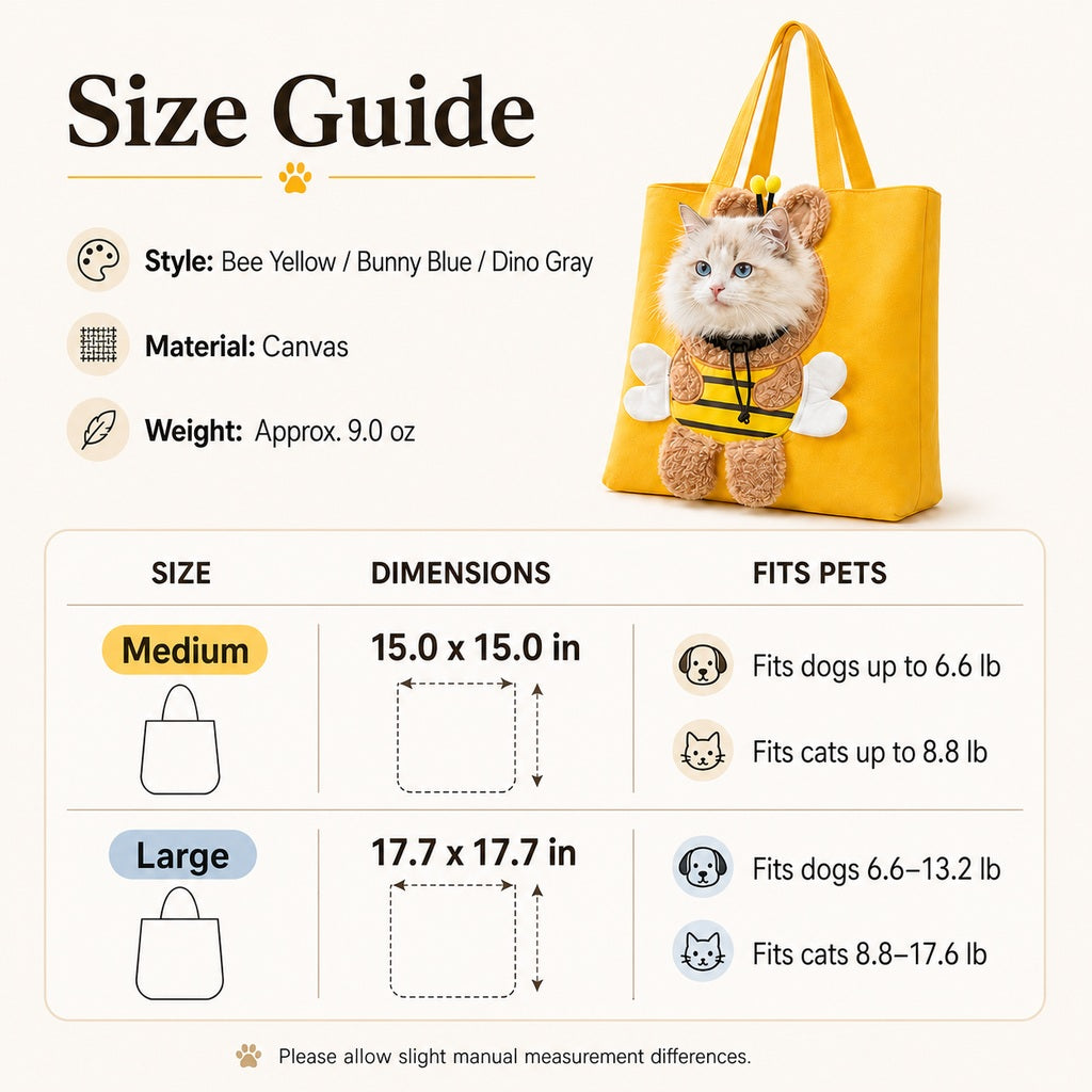 Out Cat Carrier Tote for Walks & Vet Visits - Lightweight Canvas Pet Bag for Cats & Small Dogs