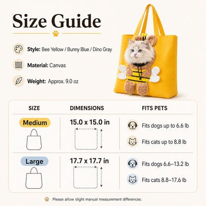 Out Cat Carrier Tote for Walks & Vet Visits - Lightweight Canvas Pet Bag for Cats & Small Dogs