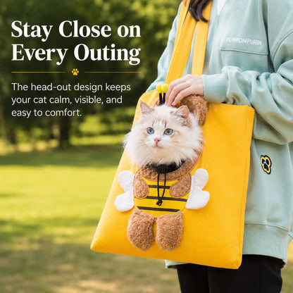 Out Cat Carrier Tote for Walks & Vet Visits - Lightweight Canvas Pet Bag for Cats & Small Dogs