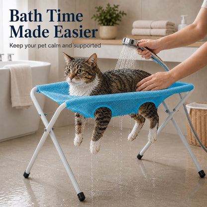 Pet grooming rack suitable for cats and small to medium-sized dogs - foldable eight-opening design for convenient home grooming.