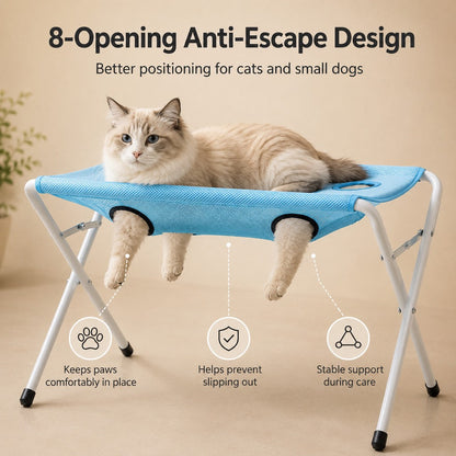 Pet grooming rack suitable for cats and small to medium-sized dogs - foldable eight-opening design for convenient home grooming.