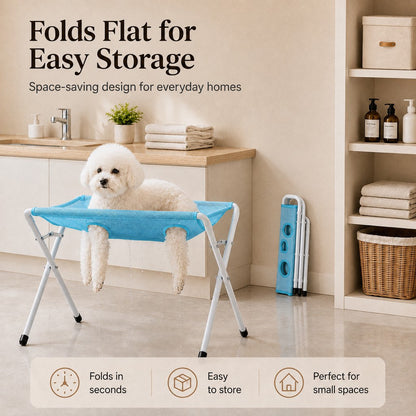 Pet grooming rack suitable for cats and small to medium-sized dogs - foldable eight-opening design for convenient home grooming.