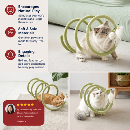 Foldable Spiral Cat Play Tunnel with Hanging Bell