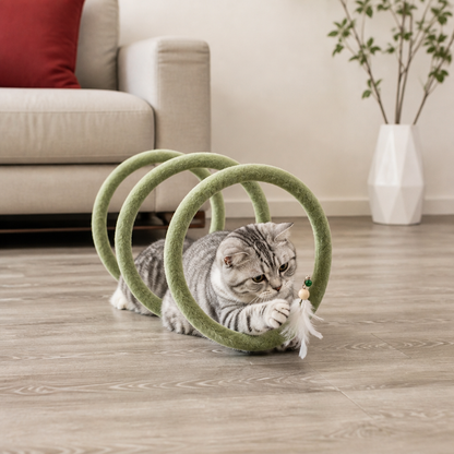 Foldable Spiral Cat Play Tunnel with Hanging Bell