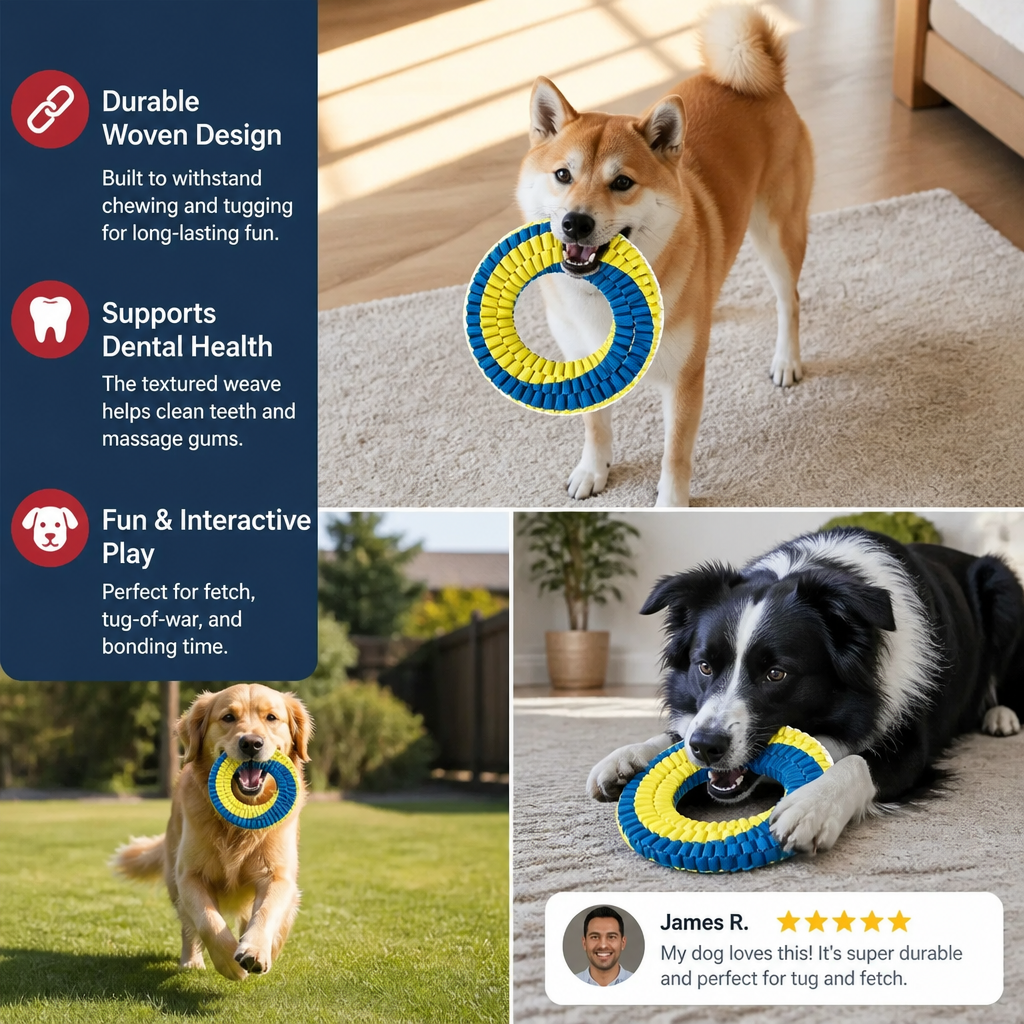 Durable Woven Ring Tug & Chew Toy for Dogs