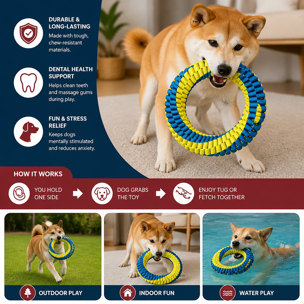 Durable Woven Ring Tug & Chew Toy for Dogs