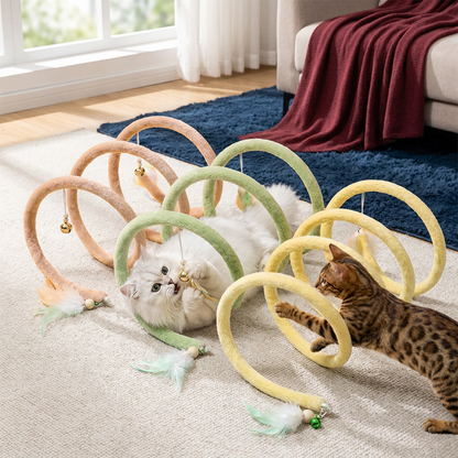 Foldable Spiral Cat Play Tunnel with Hanging Bell