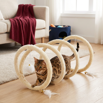 Foldable Spiral Cat Play Tunnel with Hanging Bell