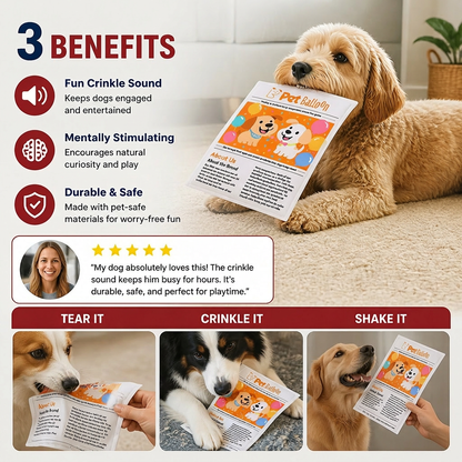 Durable Interactive Crinkle Newspaper Dog Toy