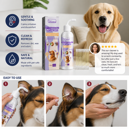 Gentle Pet Ear Cleaner – Odor-Free Formula for Dogs & Cats