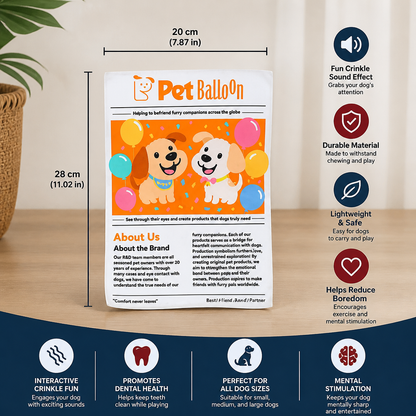 Durable Interactive Crinkle Newspaper Dog Toy