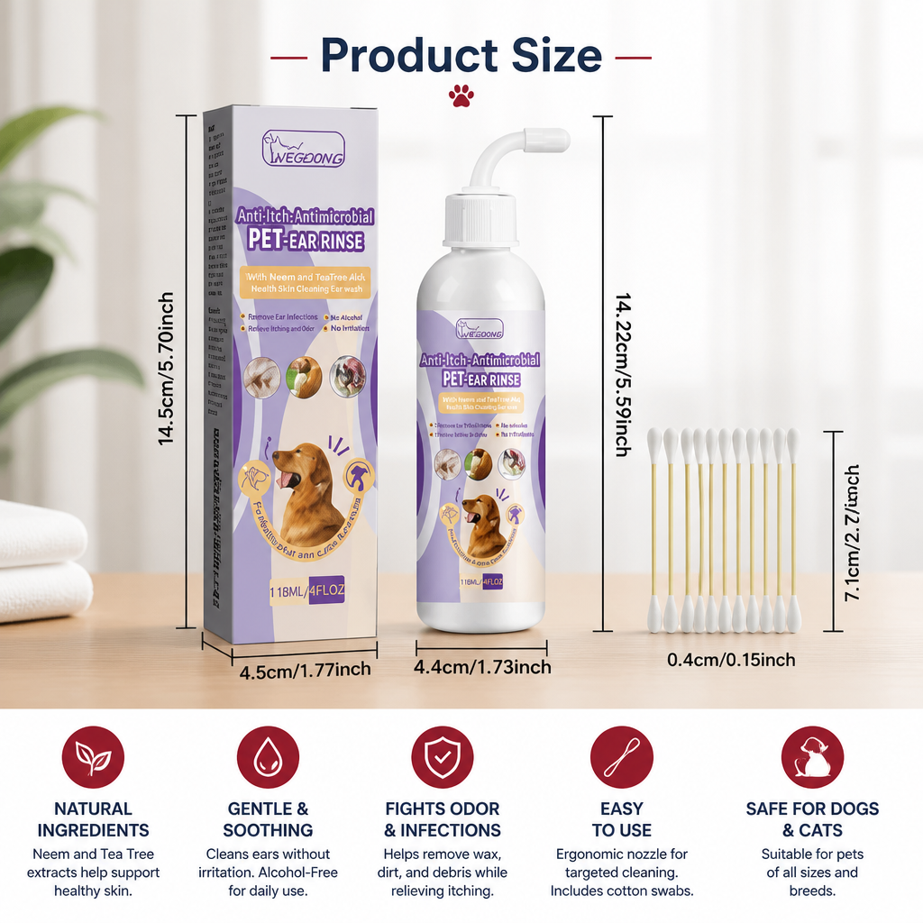 Gentle Pet Ear Cleaner – Odor-Free Formula for Dogs & Cats