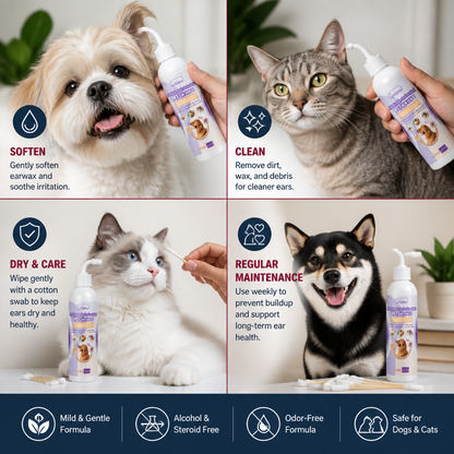 Gentle Pet Ear Cleaner – Odor-Free Formula for Dogs & Cats