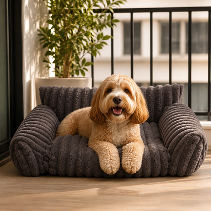 Fluffy Cloud Pet Sofa Bed with Soft Bolsters & Washable Cover