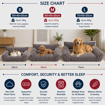 Fluffy Cloud Pet Sofa Bed with Soft Bolsters & Washable Cover