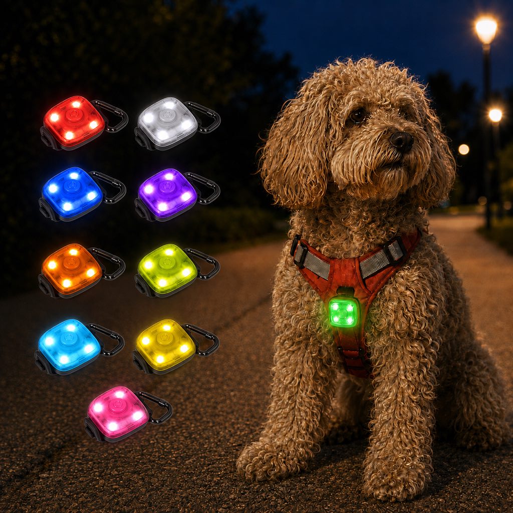 USB-C Rechargeable LED Clip-On Pet Safety Light for Night Walks
