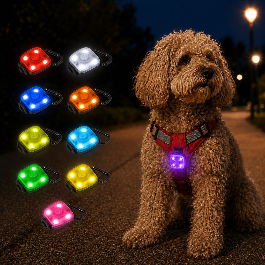 USB-C Rechargeable LED Clip-On Pet Safety Light for Night Walks